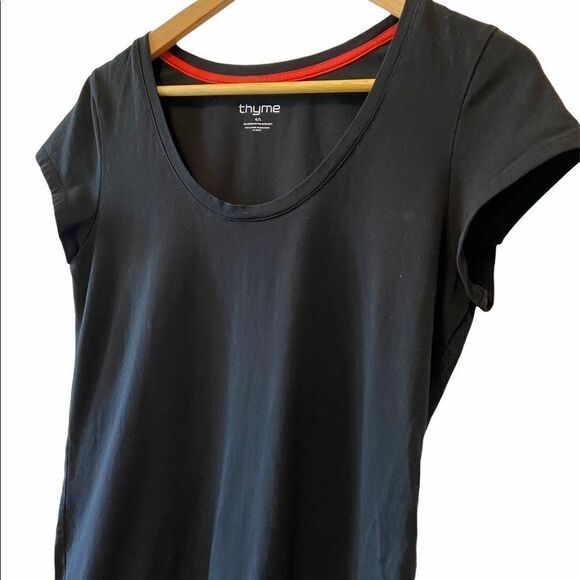 NWOT TYME Maternity Black Stretch ShortSleeve Tee - Picture 2 of 6